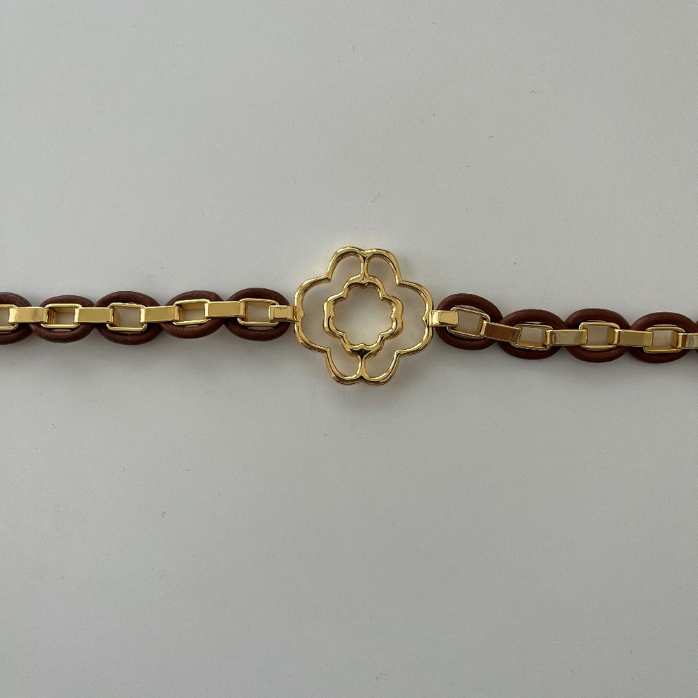 Maje Leather Belt with Links Size M